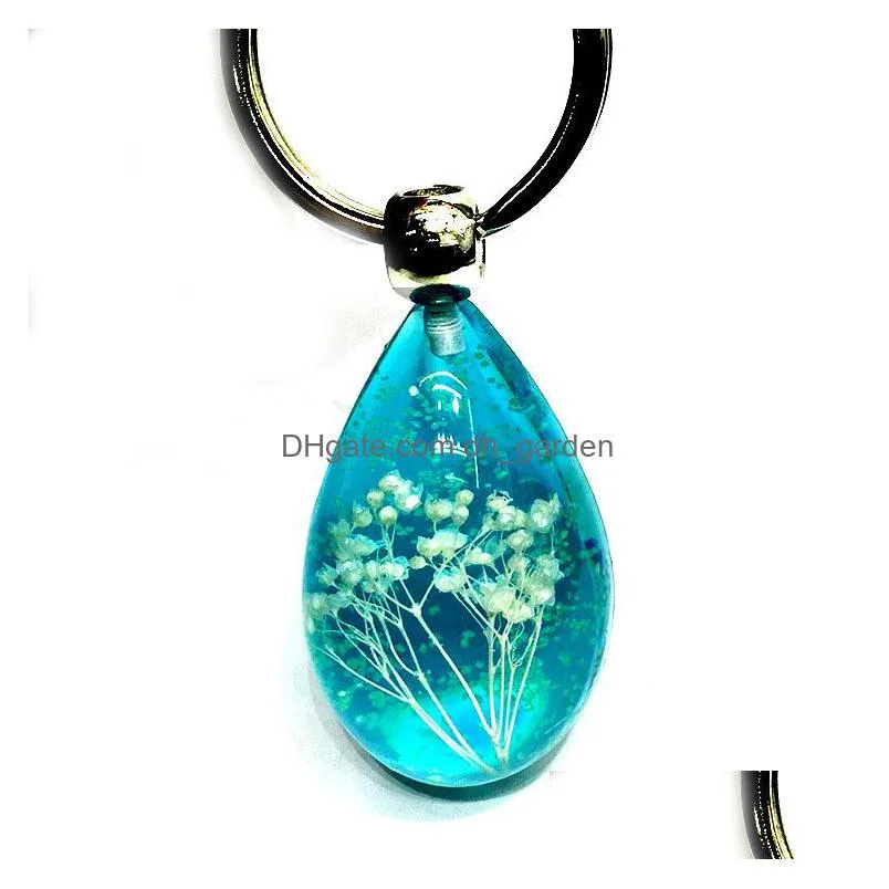 wholesale unique 7 colors creative tourist souvenir key chain with dry flower starry jewelry inside ys2k001