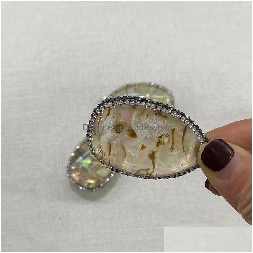 charms dropshaped abalone shell sticky diamond fashion pendant necklace bracelet jewelry used for diy making size 33x47mm