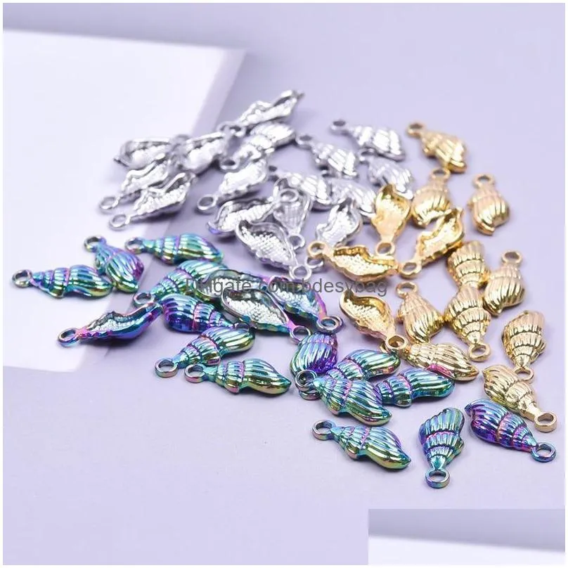 charms 5/10pcs rainbow color stainless steel pendant for diy necklace findings crafts jewelry making floating charmscharms