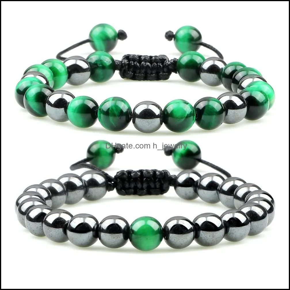 hematite tiger eye beads bracelets handmade adjustable men health protection energy stones couple distance bangles jewelry