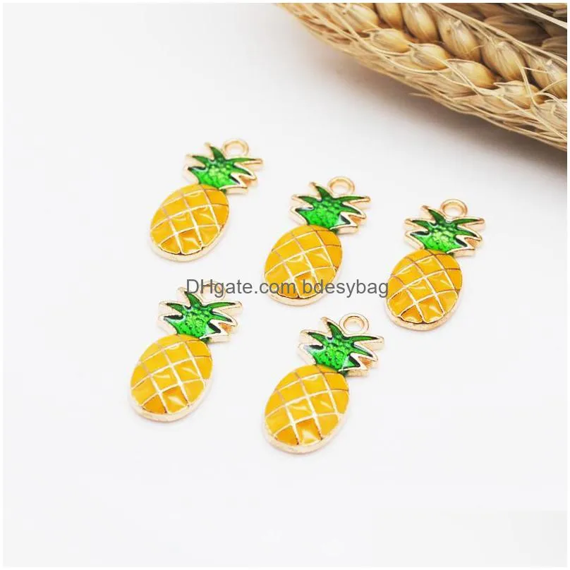 charms 20pcs/pack 11 5 24 5mm lovely fruite pineapple pendant for earrings drop alloy jewelry making findings handmade enamel