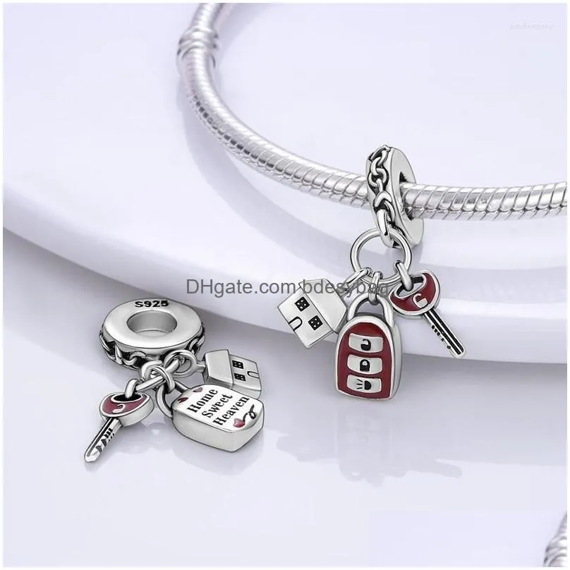 charms 2022 house and car key dangle charm fit mula bracelet necklace beads pendant women silver color jewelry making