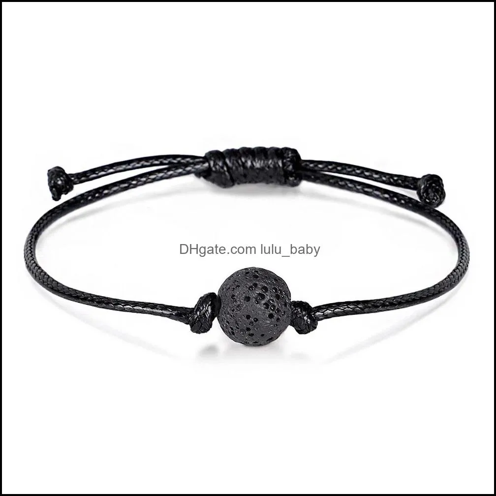10mm colorful lava stone bead strand bracelet diy essential oil perfume diffuser black rope braided lover friendship bracelet lulubaby
