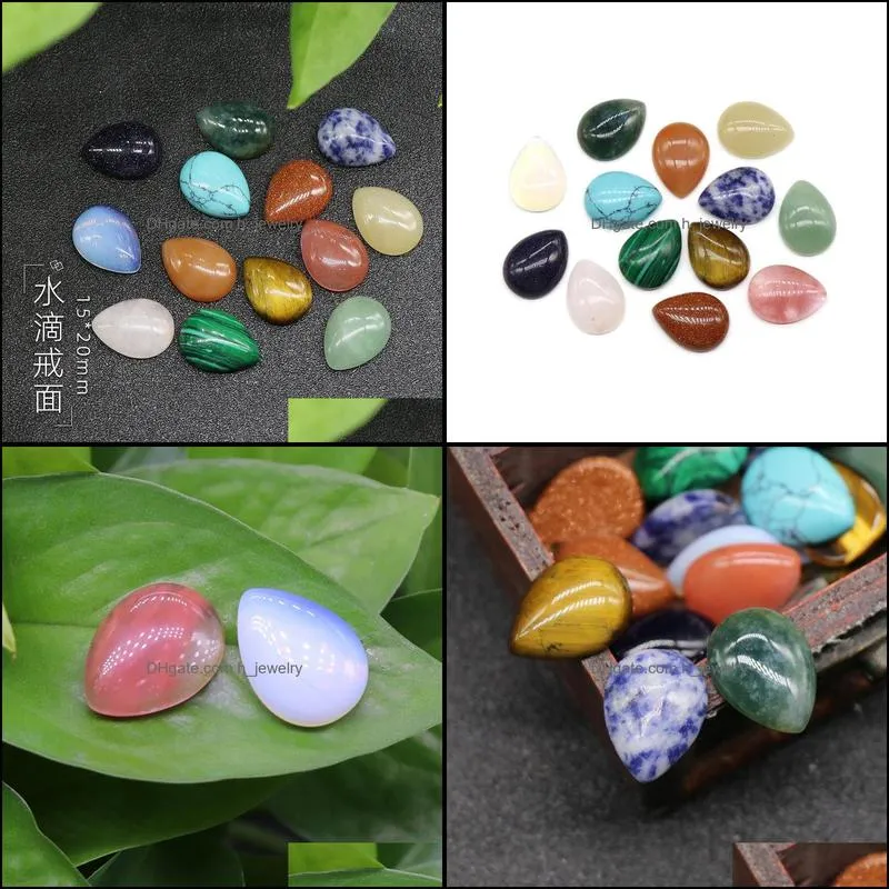 15x20mm flat back assorted loose stone teardrop cab cabochons beads for jewelry making waterdrop healing crystal wholesale