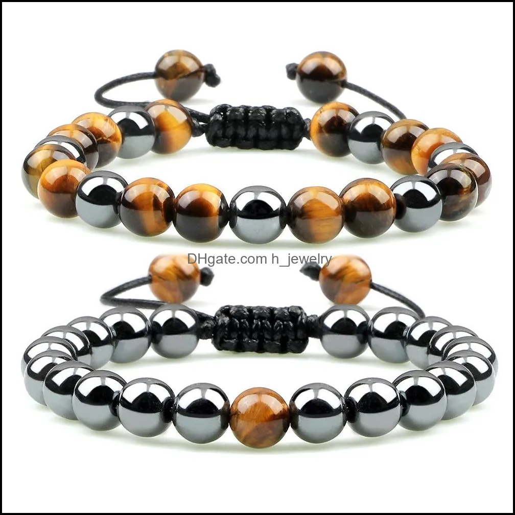 hematite tiger eye beads bracelets handmade adjustable men health protection energy stones couple distance bangles jewelry