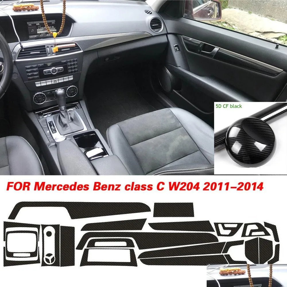 for mercedes benz c class w204 20112014 interior central control panel door handle 3d 5d carbon fiber stickers decals car styling