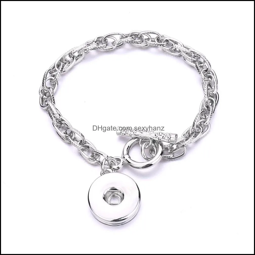 18mm snap button charm bracelet silver gold chian snaps buttons diy bracelets jewelry for women men