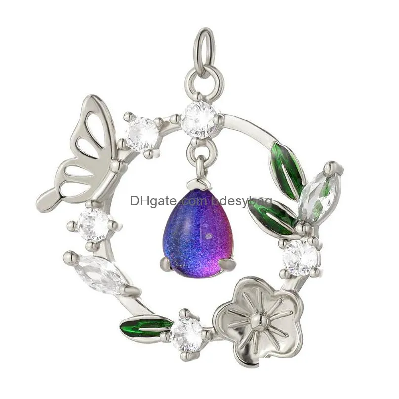 charms butterfly flower gem gold for jewelry supplies crystal real plated diy earring bracelet necklace accessoriescharms