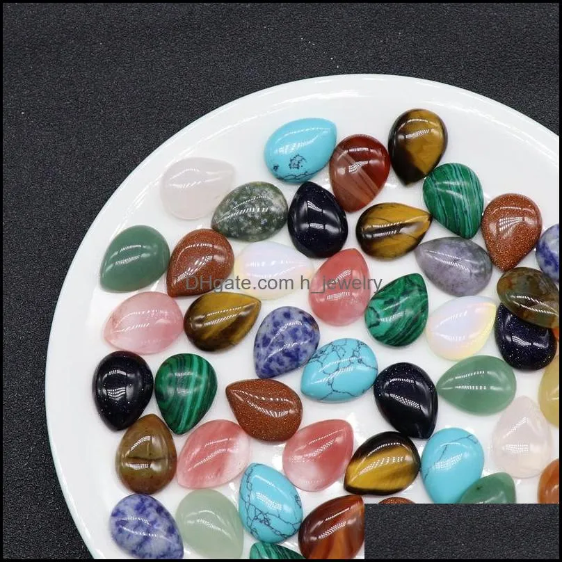 15x20mm flat back assorted loose stone teardrop cab cabochons beads for jewelry making waterdrop healing crystal wholesale