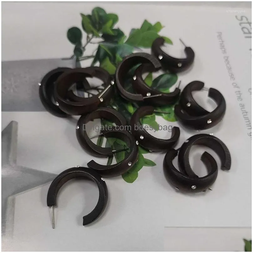 hoop earrings 2023 ins coffee wood sparking minimalism minimalist wooden vintage women party hiphop rock diy jewelry