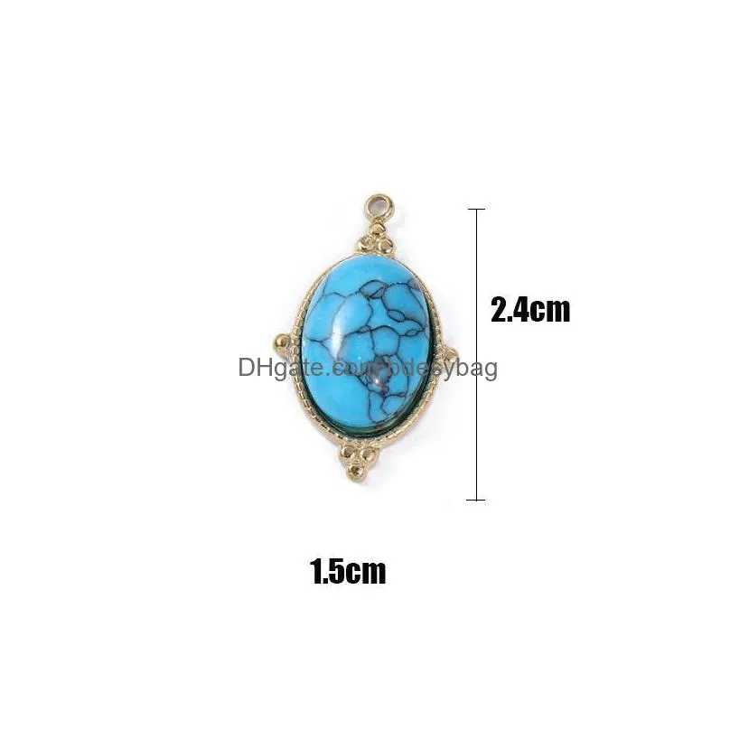 charms bohemian zircon natural stone pendant stainless steel for jewelry making diy necklace earrings component wholesale
