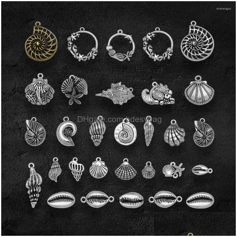 charms antique silver plated beach shell seashell conch ocean life pendants for diy jewelry making finding supplies accessories