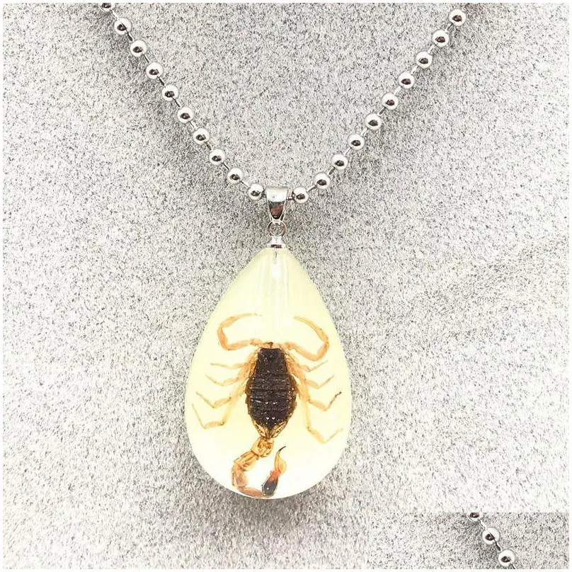 fashion black brown imitation amber real scorpion jewelry pendant necklaces for men women love gifts glows in the dark