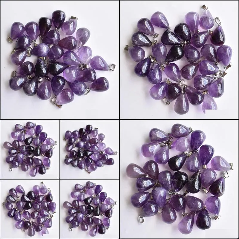 water drop stone beads pendants wholesale charms natural stone amethysts for diy necklace jewelry making women gift