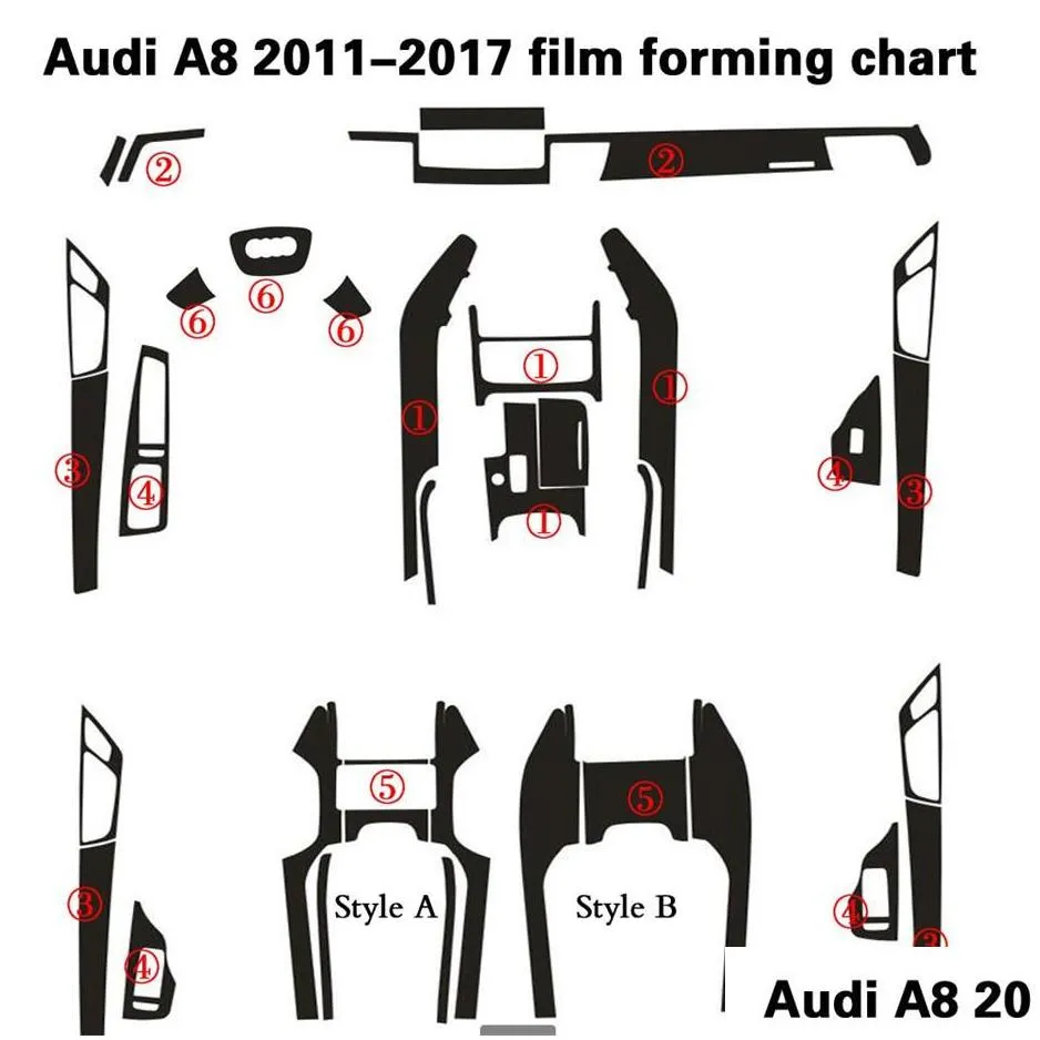 carstyling 3d 5d carbon fiber car interior center console color change molding sticker decals for audi a8 d4 20112017