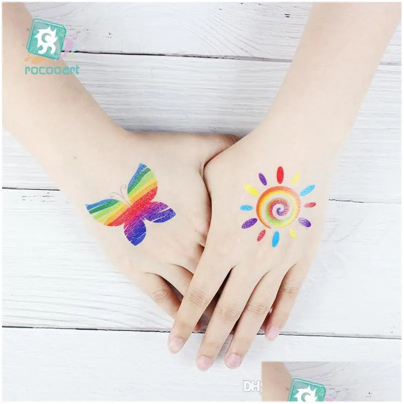rocooart different rainbow tattoo sticker gay pride sticker face cosmetic lovely body art temporary colorful sticker