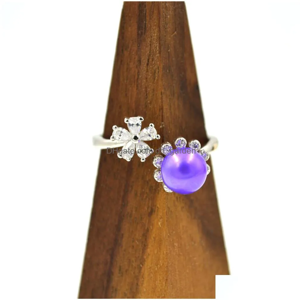 925 sterling silver pearl ring accessories diy adjustable ring semifinished empty bracket micro set zircon flowers ps4mjz038