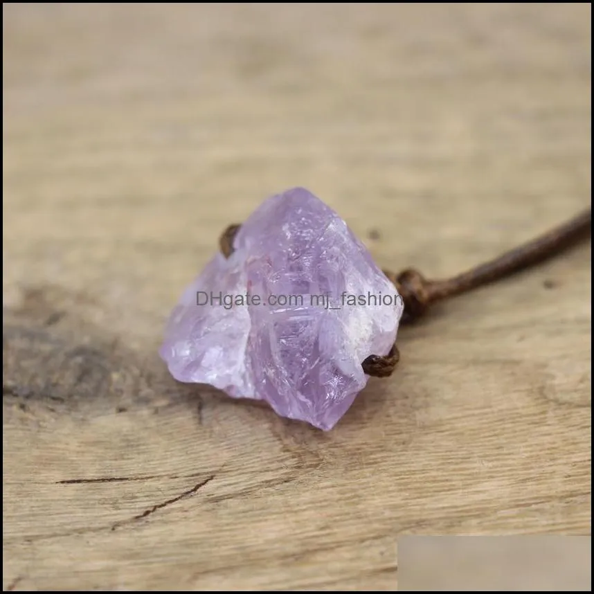 healing reiki raw stone mineral pendants necklace natural crystal fluorite rose quartzs tourmaline agates apatite jewelr mjfashion