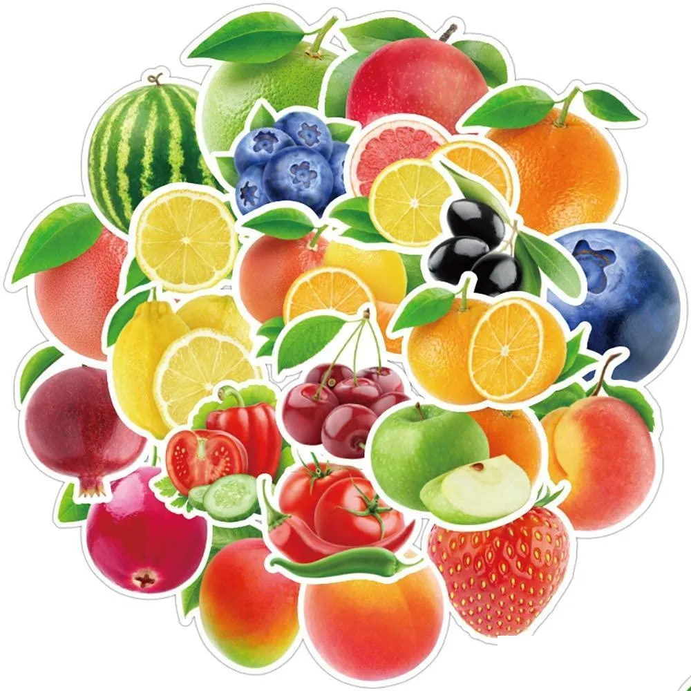 100pcs  kitchen fruit  pear grape stickers pack fridge car bike luggage sticker laptop skateboard motor water bottle decal