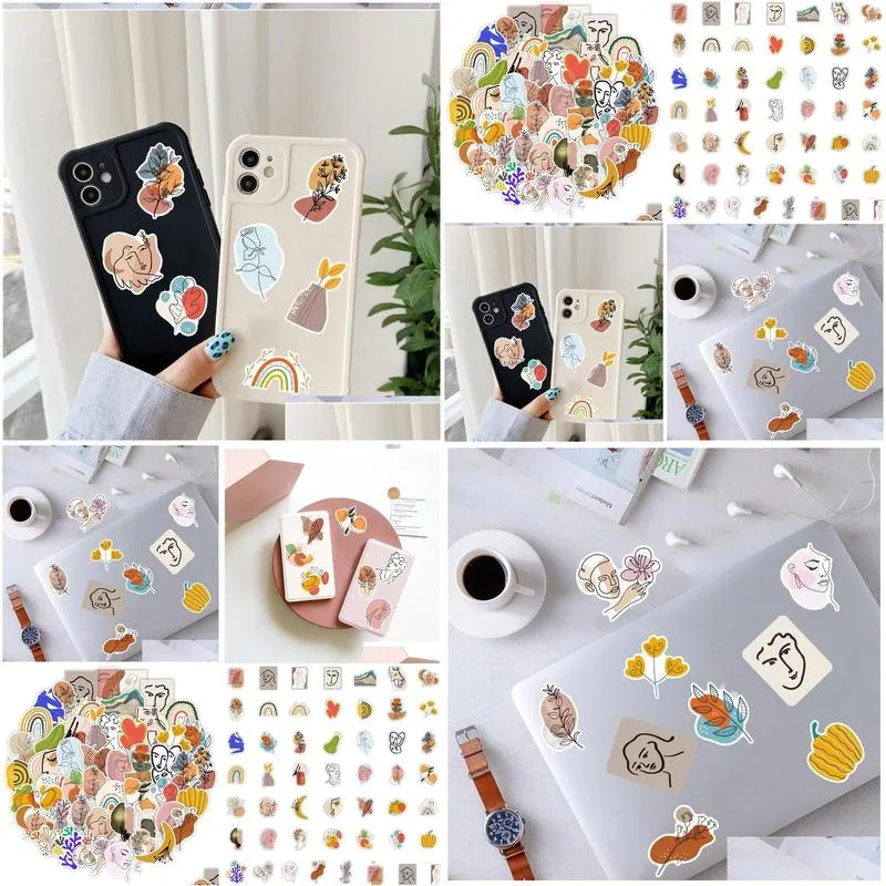 pack of 50pcs wholesale abstract art stickers for luggage skateboard notebook helmet water bottle phone car decals kids gifts