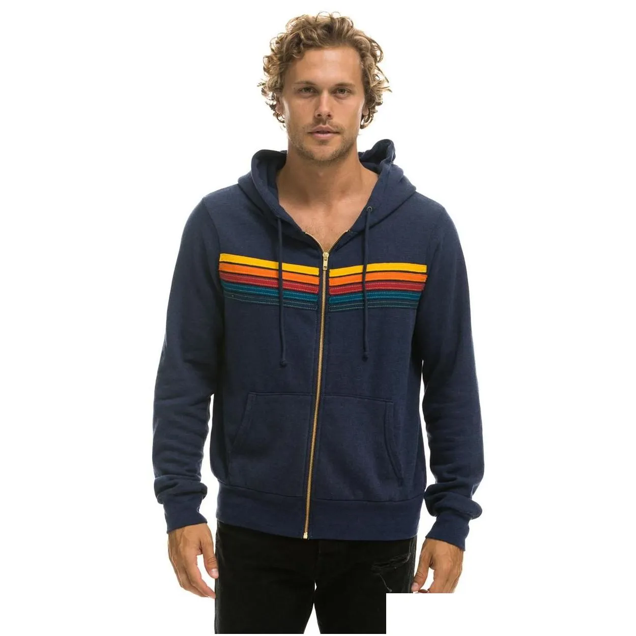 mens hoodies sweatshirts rainbow stripe splicing long sleeve sweatshirt zipper pocket coat spring autumn casual slim fashion jackets