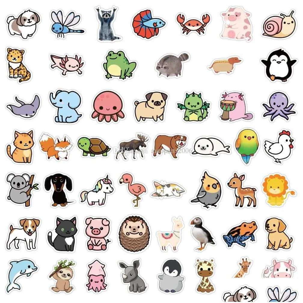 100pcs cute animal stickers for skateboard laptop luggage bicycle guitar helmet water bottle decals kids gifts