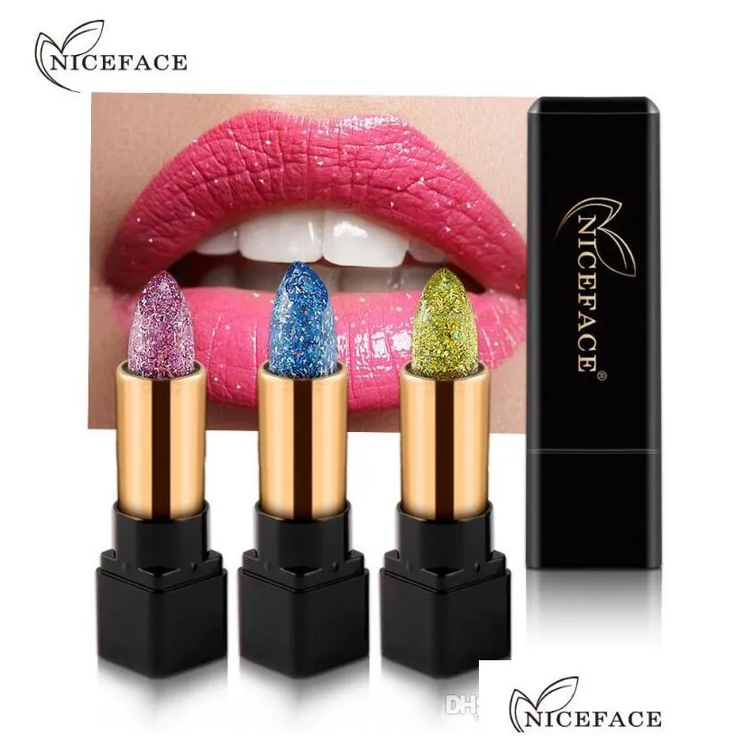 niceface shimmer lipstick color cosmetics for women long lasting magic temperature color changing glitter lipstick brand makeup