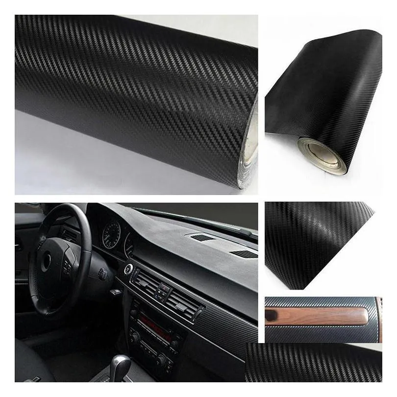 30cmx127cm 3d carbon fiber vinyl car wrap sheet roll film car stickers and decals car styling accessories automobiles