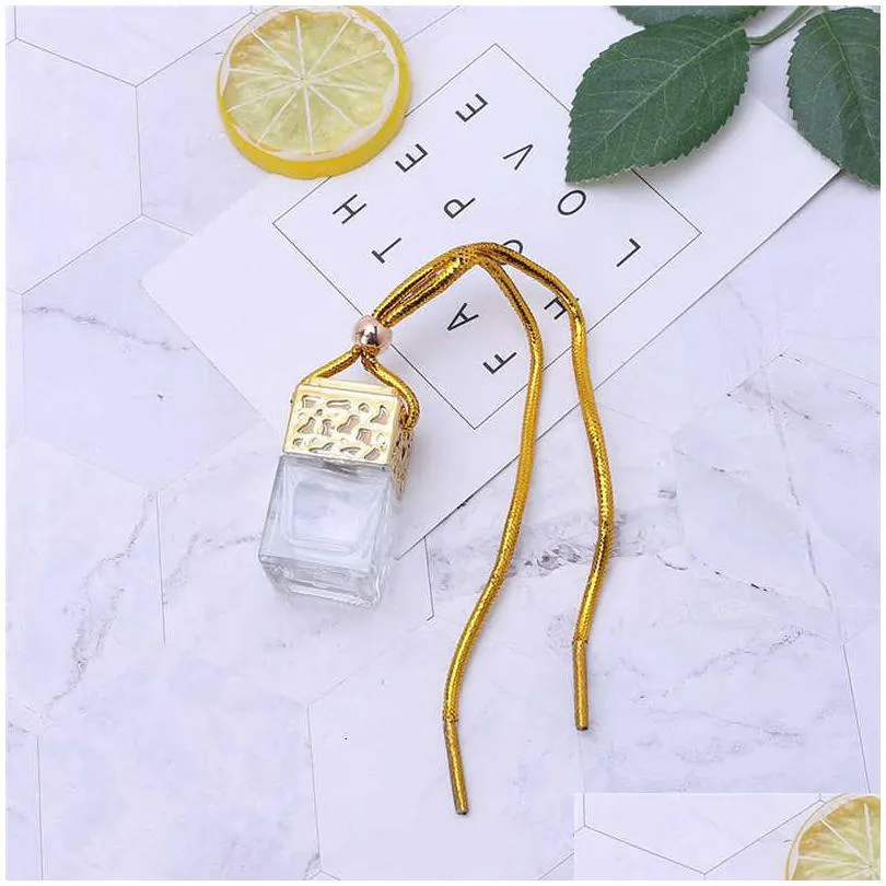 10pcs 8ml car air freshener hanging glass bottle auto perfume diffuser for essential oils fragrance ornament interior accessories