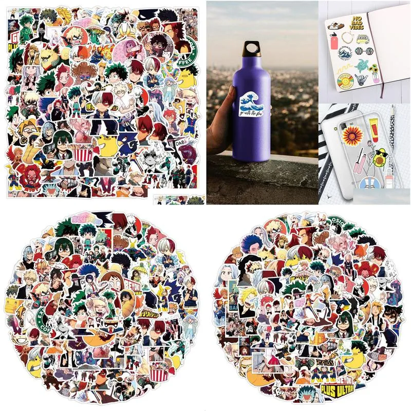 waterproof sticker 50/100 pcs anime stickers my hero academia japanese cartoon vinyl decals for laptop pad skateboard boku no hero academia styling car