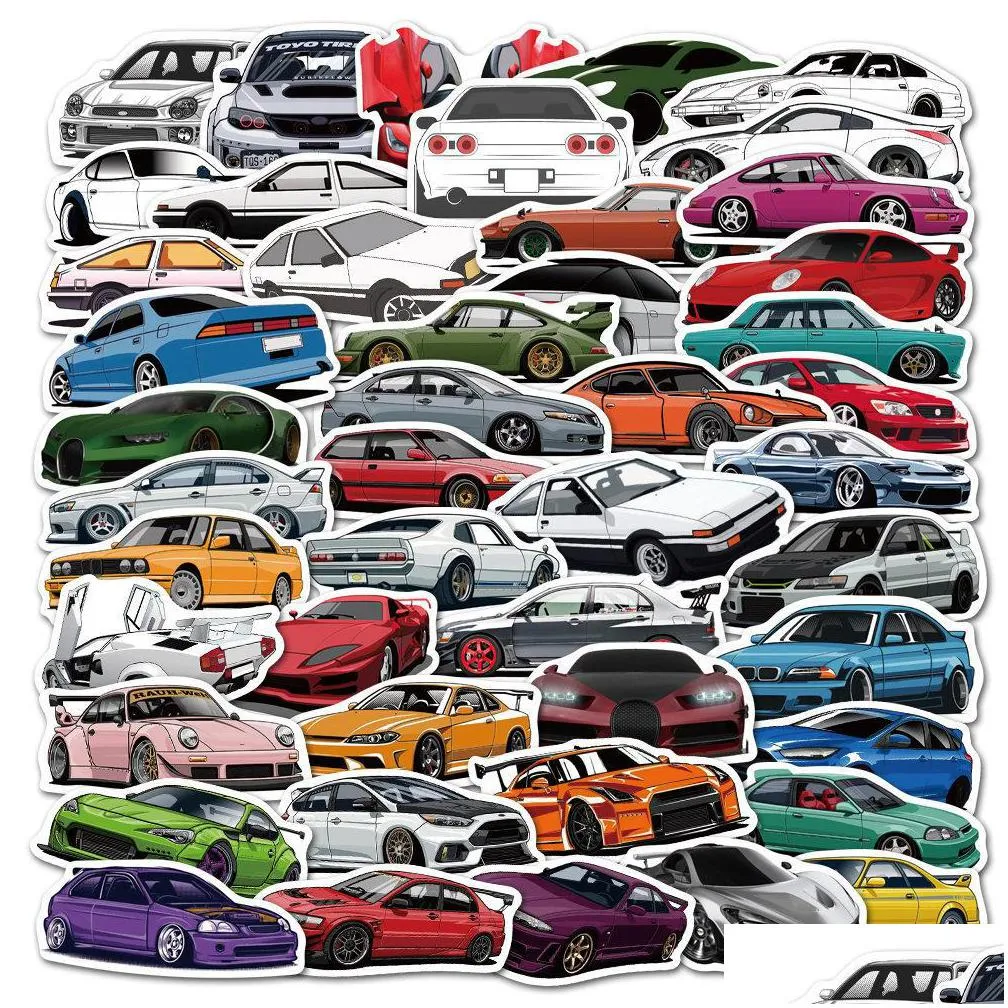 waterproof sticker 50/100pcs cool sports racing car stickers for bumper bicycle helmet luggage snowboard vinyl decals sticker bomb jdm styling car