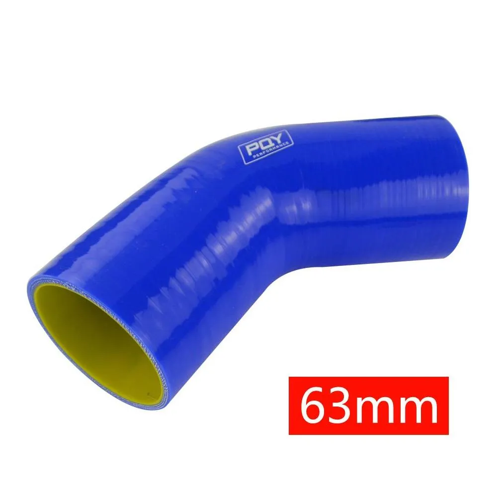 blue/black yellow 2.5 63mm 45 degree elbow silicone hose pipe intercooler turbo intake pipe coupler hose pqysh4525qy