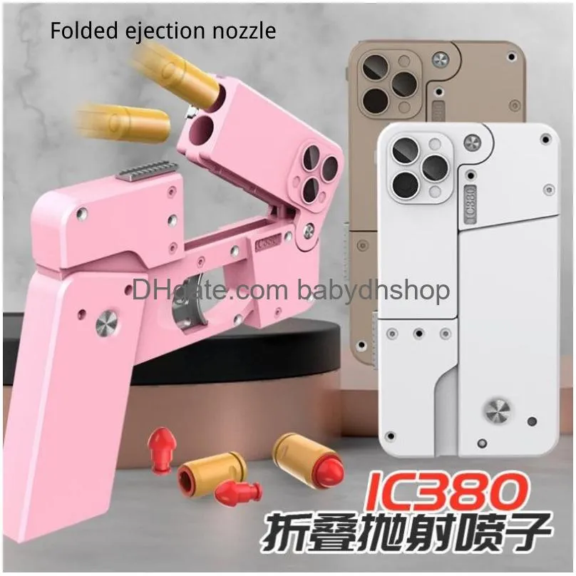 Gun Toys Ic380 Cell Phone Toy Pistol Soft Folding Blaster Shooting Model For Adts Boys Children Outdoor Games Drop Delivery Gifts