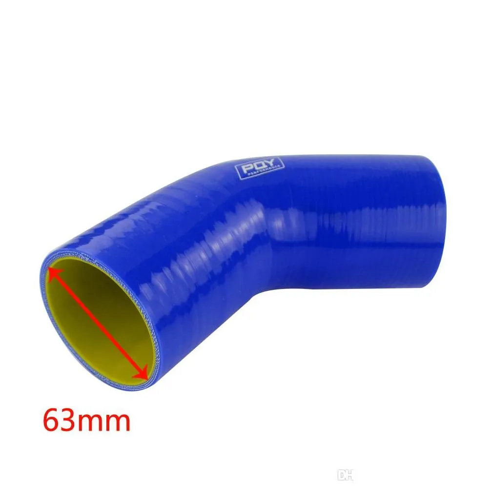 blue/black yellow 2.5 63mm 45 degree elbow silicone hose pipe intercooler turbo intake pipe coupler hose pqysh4525qy