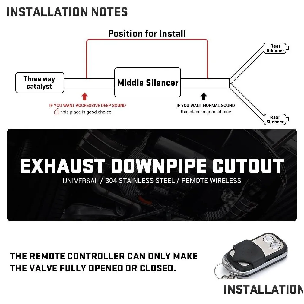 pqy 2.5 / 3 stainless steel headers y pipe electric exhaust cutout cut out kit for 2.5inch or 3inch exhaust pipe pqy ct93