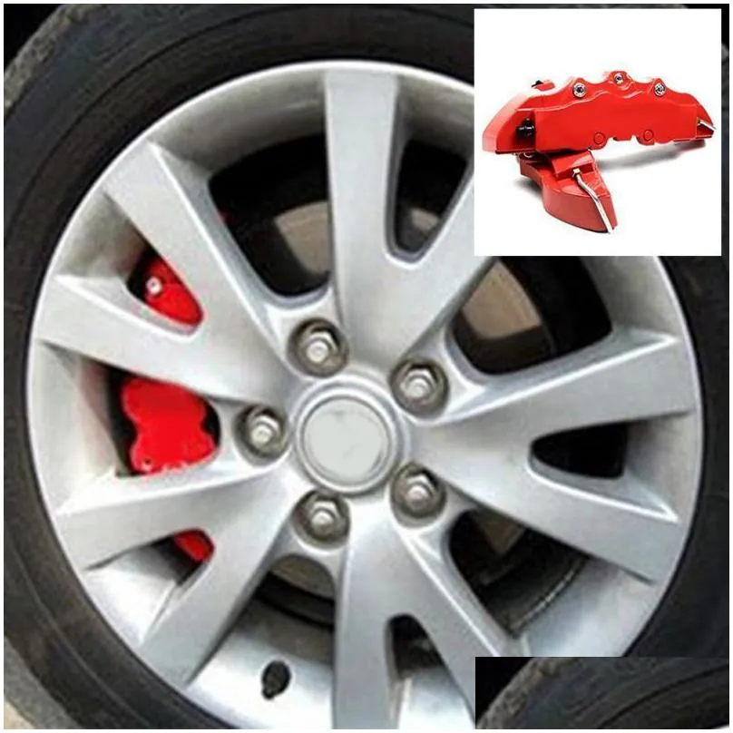 4pcs car disc brake 3d red abs plastic caliper covers front rear automobile brake kit for 1622 wheel brake cylinder