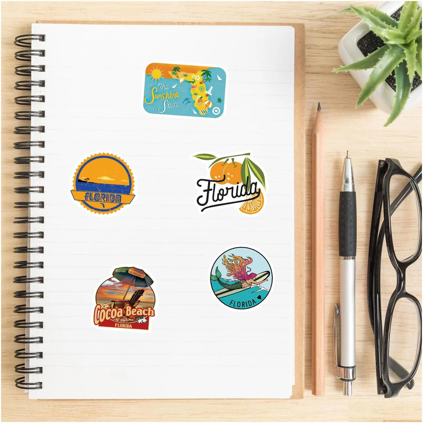 50pcs florida outdoor scenery stickers nonrandom for car bike luggage sticker laptop skateboard motor water bottle snowboard wall decals kids