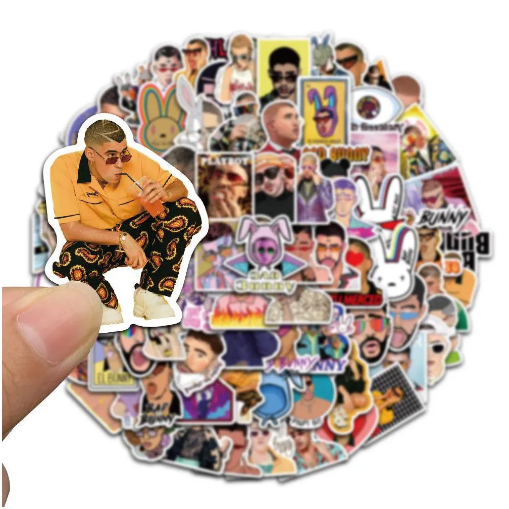 waterproof sticker 50/100pcs puerto rican singer bad bunny stickers for stationery laptop skateboard car motorcycle funny cool graffiti vinyl decal car