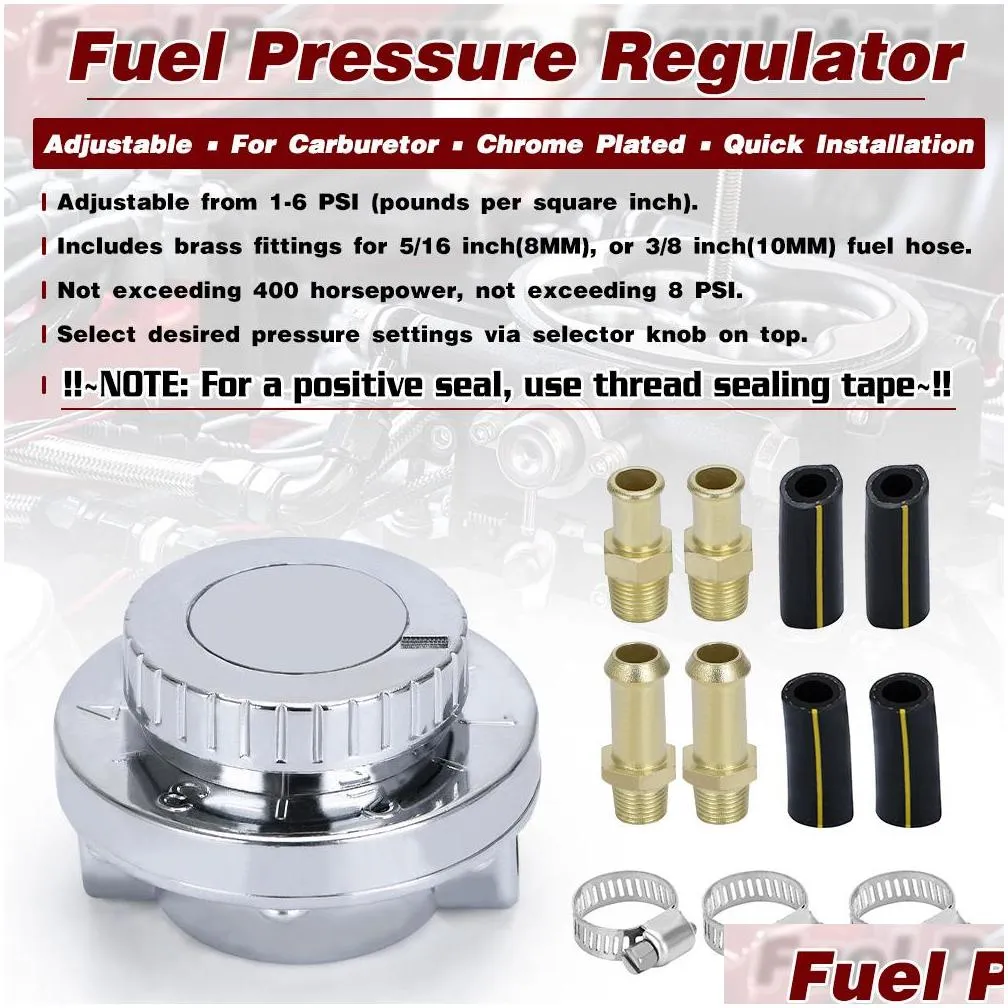 pqy universal 1.5 5 psi manual adjustable carburettor carb fuel pump 5/168mm 3/810mm fuel line pressure regulator pqy7871