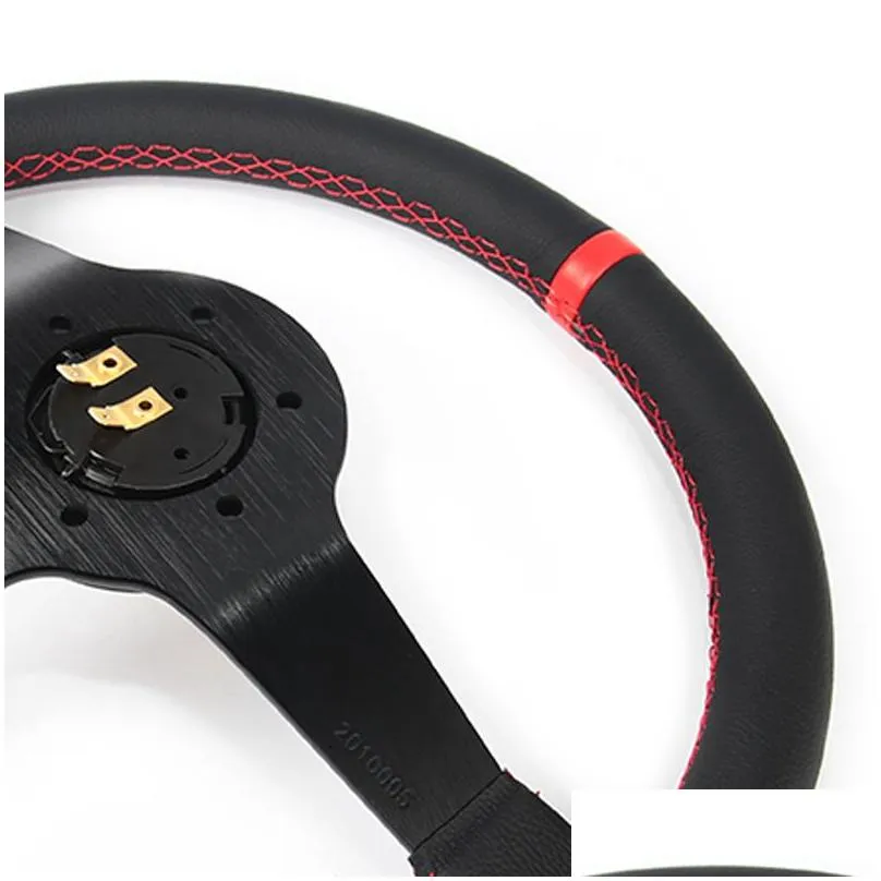 high quality 14 350mm steering wheel black real leather nd rally tuning drift racing steering wheel spco have logo