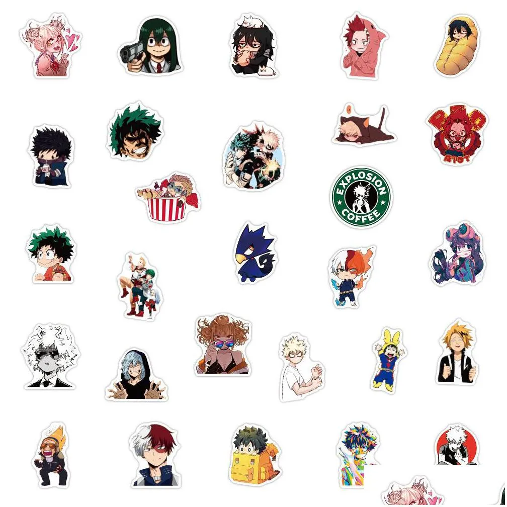 waterproof sticker 50/100 pcs anime stickers my hero academia japanese cartoon vinyl decals for laptop pad skateboard boku no hero academia styling car