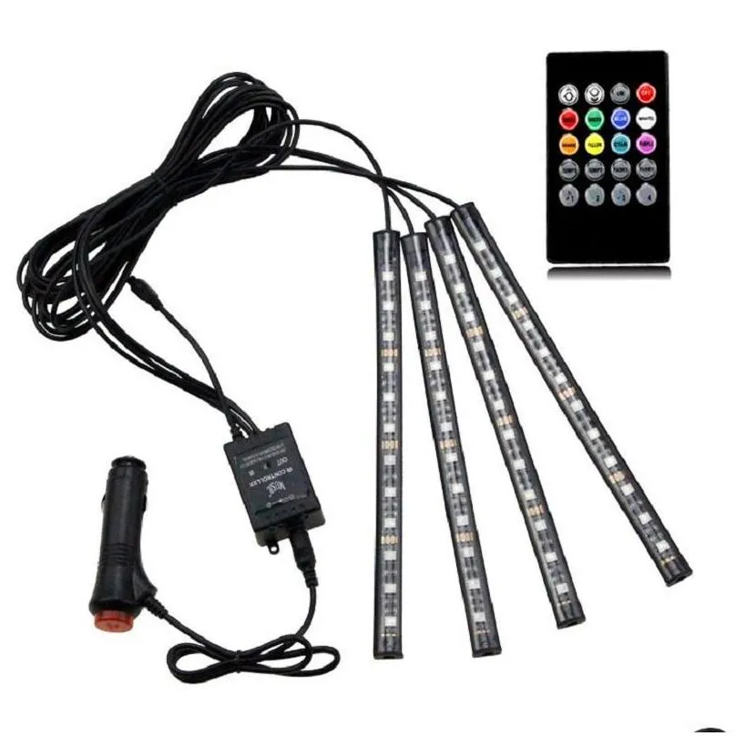 4in1 48 led 22cm multicolor musicaddremote control flexible car led strip lights interior decorative atmosphere neon lamp led wireless