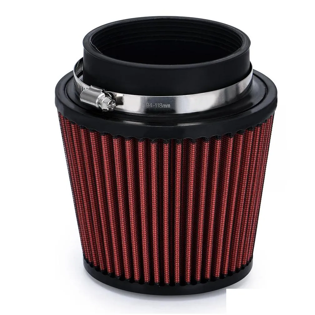 pqy universal car air filter modification high flow inlet car cold air intake air filter cleaner pipe modified scooter 4 100mm