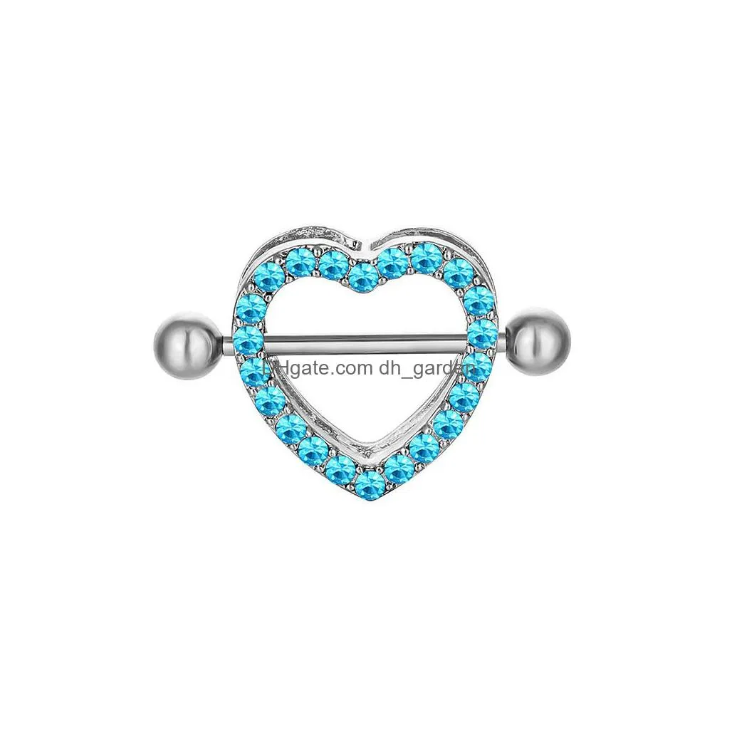d0985 heart stone nipple ring mix colors