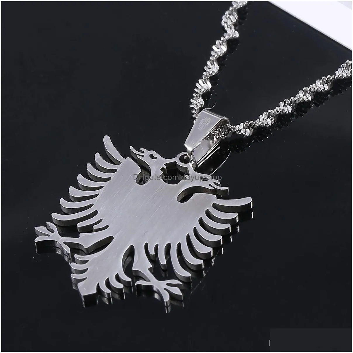 albania eagle pendant necklaces gold color stainless steel ethnic trendy jewelry gifts