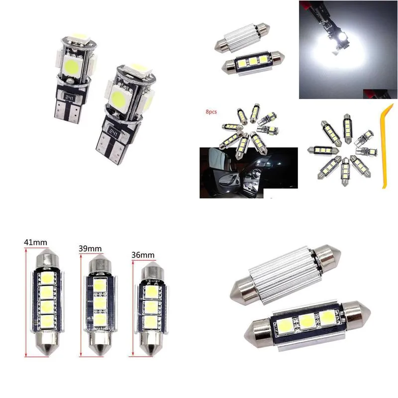  8 pcs car interior lamp led light reading front dome white light kit for audi a4 b6 8e j1 20012004 car accessories light