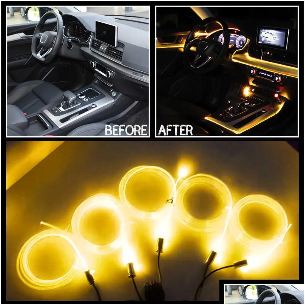  car atmosphere lights el neon wire strip light rgb multiple modes app sound control auto interior decorative ambient neon lamp