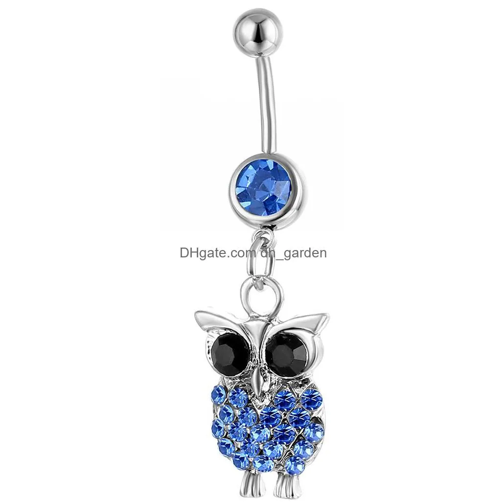 d0037 owl animal belly navel button ring mix colors