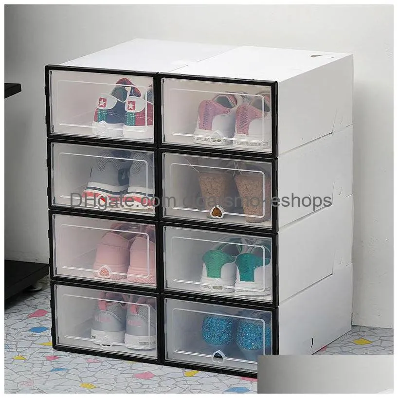 6pc transparent storage boxes thickened dustproof shoes organizer box can be superimposed combination shoe cabinet q1130