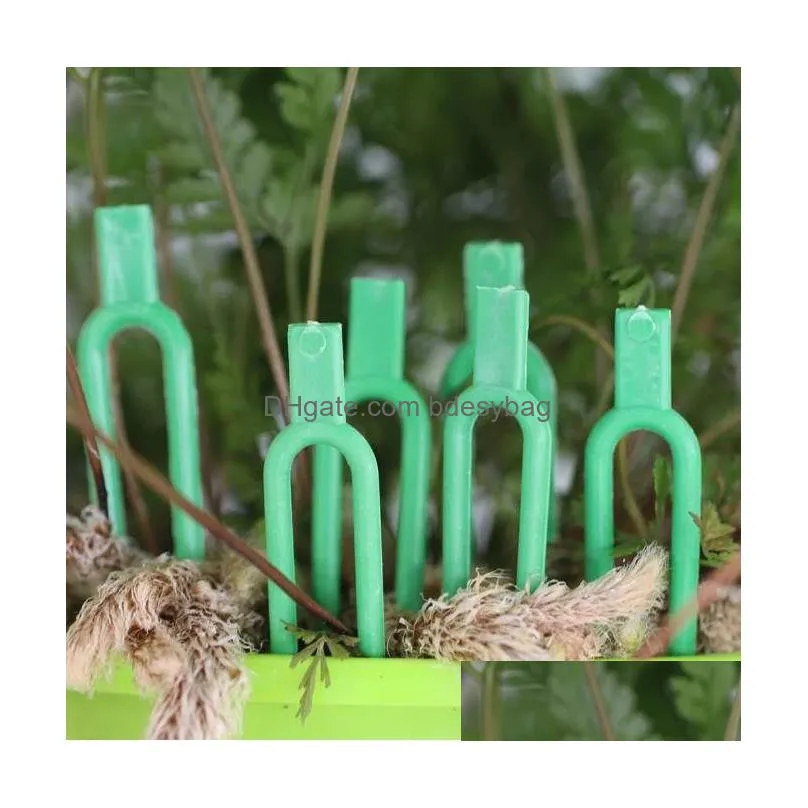 50pcs strawberry planting fork green stolon fixator watermelon vine pressing device garden plants fastening fixture clamp clips